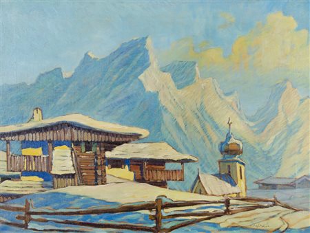 Josef Meng 1887-1974 "Paesaggio sotto la neve" cm. 50x67 - olio su tela...