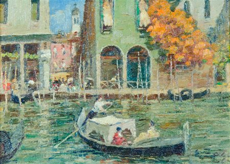 Erma Zago Bovolone 1880-1942 "Angolo di Venezia" cm. 18x25 - olio su...