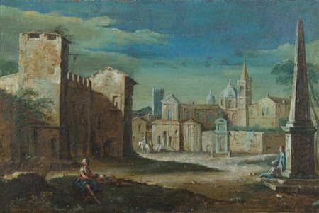 Maestro veneto del XVIII secolo "Veduta fantastica di Padova" cm. 27x40 -...