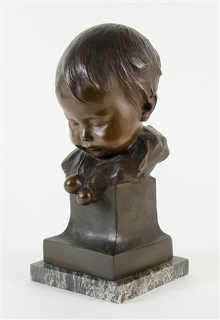 Bernardo Balestrieri 1884-1965 "Testina" h. tot cm. 33 - scultura in bronzo a...