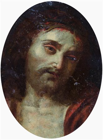 Maestro del XVII secolo "Testa di Cristo" cm. 20x14 - olio su cartone (restauri)