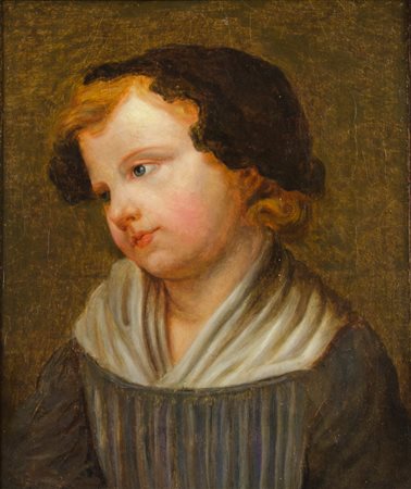 Maestro del XIX secolo "Bambina" cm. 41x34 - olio su tela foderata (restauri)