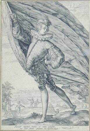 Henrick Goltzius 1558-1617 "Figura" cm. 29x19 - incisione priva di margini