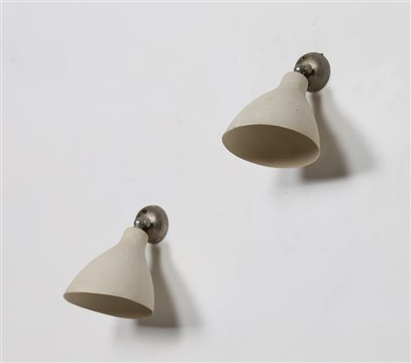 SARFATTI GINO (1912 - 1985) Coppia di lampade da parete in metallo laccato e...