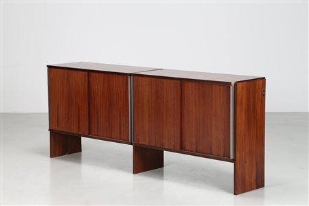 MIM Credenza con ante scorrevoli in palissandro. -. Cm 196,00 x 80,00 x 40,00.