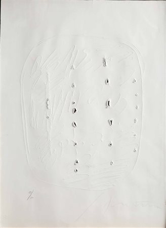 Lucio Fontana (1899-1968), Concetto spaziale, 1964, multiplo bianco su carta...