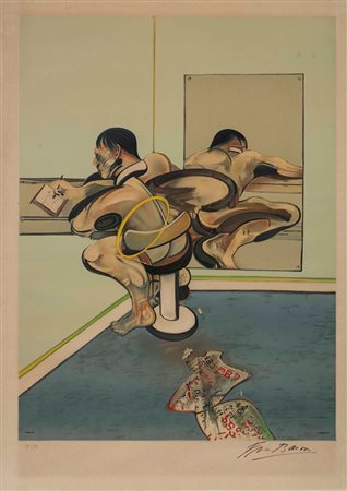 Francis Bacon (1909-1992), Homme écrivant reflété dans un miroir, 1977,...