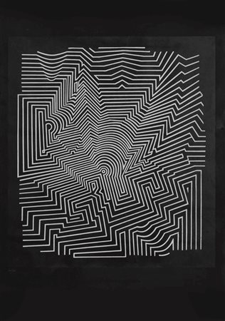 Victor Vasarely (1906-1997), Senza titolo, serigrafia su carta applicata a...