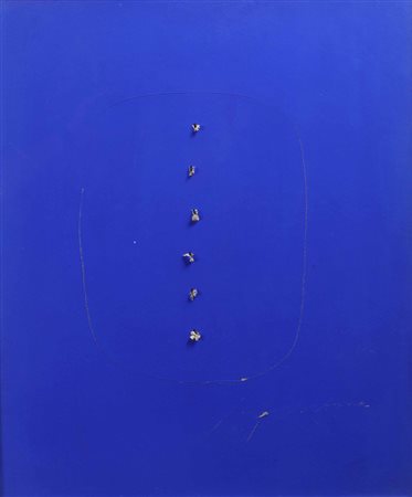 Lucio Fontana (1899-1968), Concetto spaziale, cartone dipinto, cm 57x47...