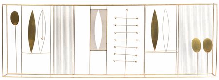 Fausto Melotti (1901-1986), Contrappunto piano, 1973, ottone, cm 62x180x12...