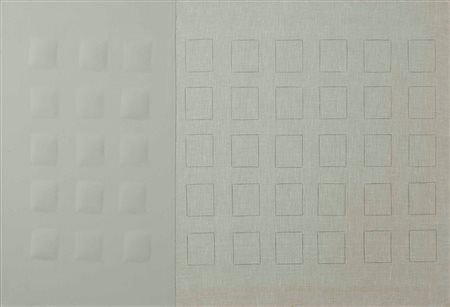 Arnaldo Esposto (1933-1996), Forme, 1963, olio su tela, rilievi estroflessi,...