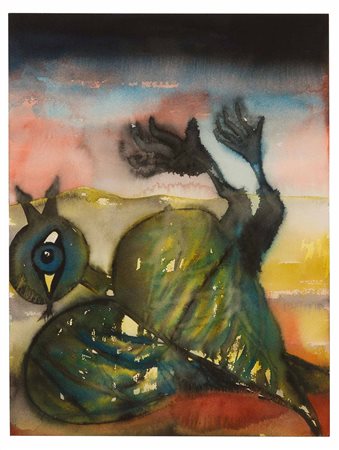 Francesco Clemente (1952), Broken bird, 2000, acquerello su carta, cm 41x31...