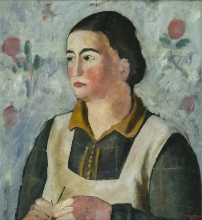 Arrigo Del Rigo (Prato 1932) Ritratto della madre, 1928 Olio su tavola, cm....