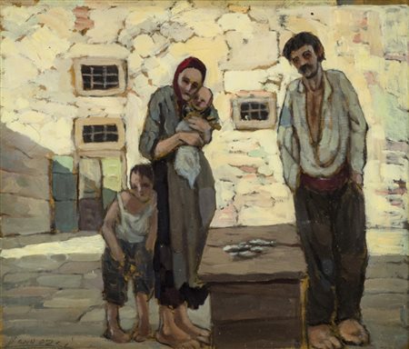 Lando Landozzi (Livorno Livorno 1959) La povera famiglia, anni '40 Olio su...