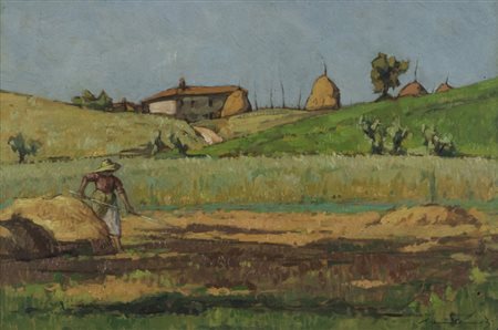 Eugenio Carraresi (Livorno Livorno 1964) Grano tagliato, Olio su tavola, cm....