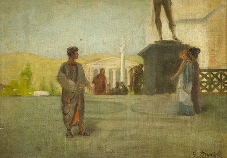 Giovanni Muzzioli (Modena 1894) Soggetto romano, Olio su tela riportata su...