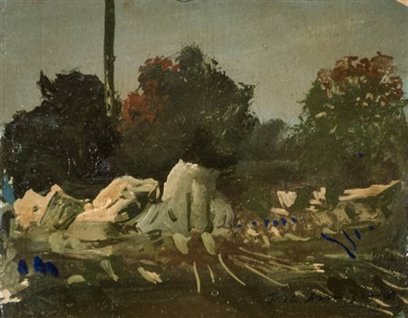 Pietro Annigoni (Milano Firenze 1988) Paesaggio, Olio su cartoncino, cm....