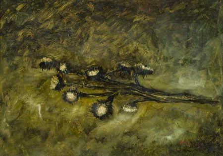 Roberto Barni (Pistoia ) I fiori secchi, 1965 Olio su tavola, cm. 47x67....