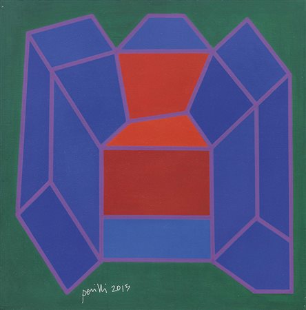 Achille Perilli Roma 1927 Stremmo, 2015 Tecnica mista su tela, cm. 50x50...