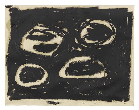 Jannis Kounellis Atene 1936 - Roma 2017 Senza titolo Catrame su carta, cm....