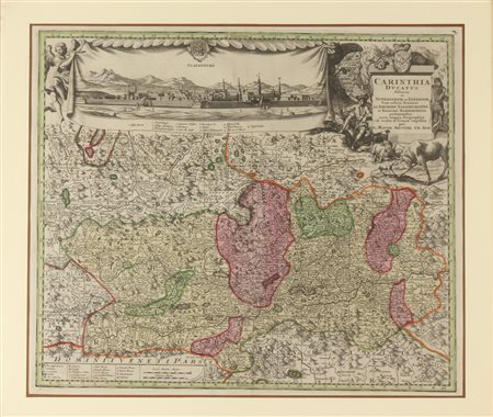 SEUTTER MATTHIAS (1678 - 1757) Carinzia con veduta di Klaghenfurt,...