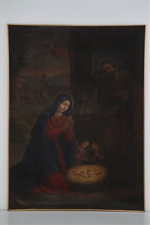 ARTISTA LOMBARDO DEL XVII SECOLO Natività. . Olio su tela . Cm 134,00 x...