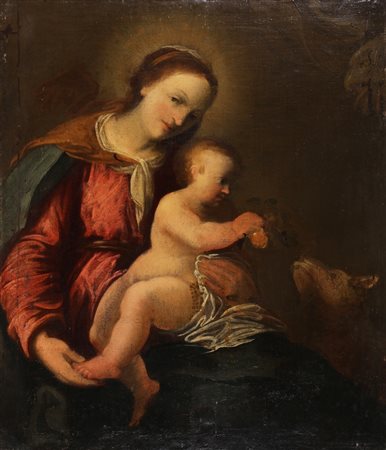 ARTISTA DEL XVIII SECOLO Madonna con Bambino. Olio su tela . Cm 60,00 x...