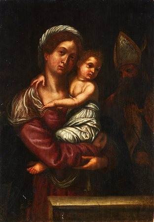 ARTISTA DEL XVI SECOLO Madonna con il Bambino. Olio su tavola. Cm 37,00 x...