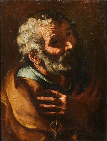 ARTISTA NAPOLETANO DEL XVII SECOLO San Pietro. Olio su tela . Cm 51,00 x...