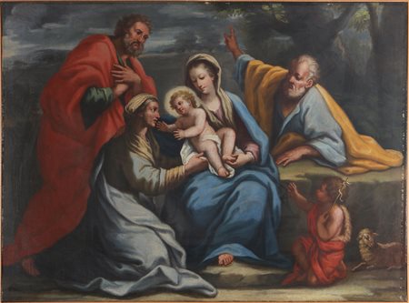 DE MATTEIS PAOLO (1662 - 1728) E Bottega. Sacra famiglia. Olio su tela . Cm...