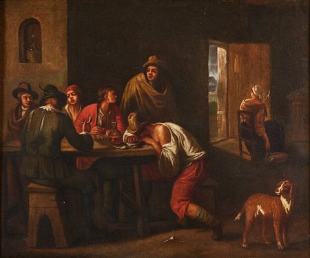 VERELST PIETER (1618 - 1678) Ambiente di. Scena d'osteria. Olio su tela . Cm...