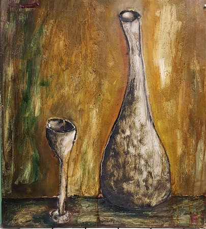 Romano Cilli, "Omaggio a Giorgio Morandi", 1995, olio su tela cm 60x50, firma...