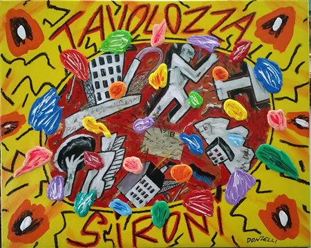 Bruno Donzelli, "Tavolozza di Sironi", olio su tela cm 40x50, firma in basso...