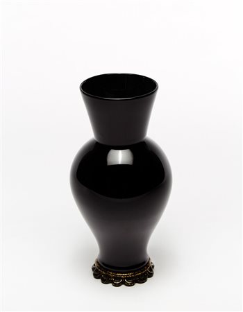 Seguso (attribuito) Piccolo vaso a balaustro con base applicata a gorgiera in...