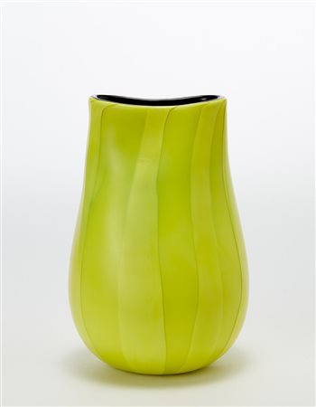Emmanuel Babled (1967) Vaso in vetro incamiciato ametista e giallo a fasce...