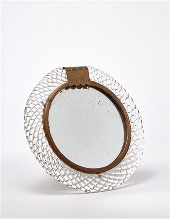 Manifattura di Murano. Specchio da tavolo con cornice in vetro incolore a...