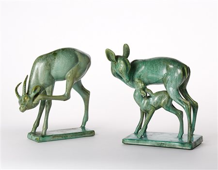 Sirio Tofanari (Firenze 1886 - Milano 1969) Lotto di due sculture in ceramica...