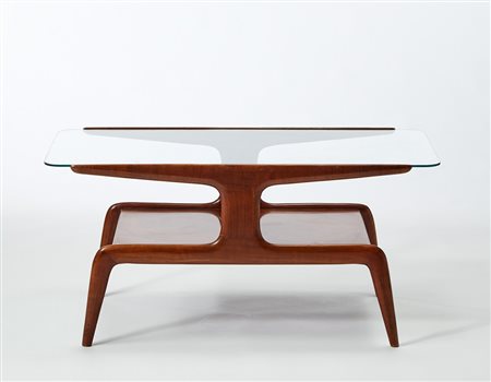 Gio Ponti (Milano 1891 - Milano 1979) Tavolino in legno a due ripiani con...