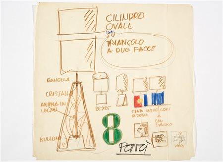 Gio Ponti (Milano 1891 - Milano 1979) Studio per lampada "n. 8",...