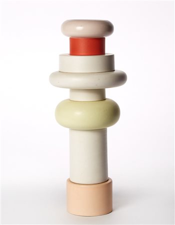 Ettore Sottsass (Innsbruck 1917 - Milano 2007) "Mini Totem" Vaso in ceramica...