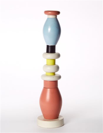 Ettore Sottsass (Innsbruck 1917 - Milano 2007) "Mini Totem" Vaso in ceramica...