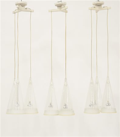 Achille Castiglioni (Milano 1918 - 2002) Lotto di tre lampade da sospensione...