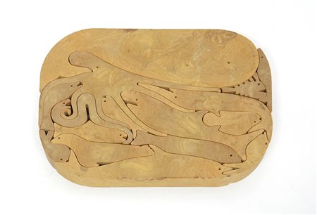 Enzo Mari (Novara 1932) "Animali" Scultura in legno. Produzione recente,...