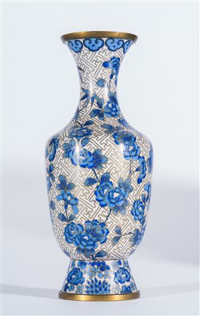 Arte Cinese Vaso cloisonné con decoro floreale Cina, dinastia Qing, XIX...