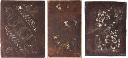 Arte Giapponese Tre Katagami Giappone, XIX secolo . . Cm 26,00 x 45,50. I tre...