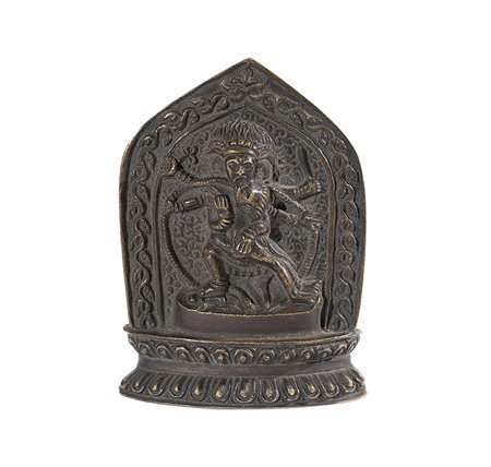 Arte Cinese Piccola placca in bronzo raffigurante Mahacackra Cina, dinastia...