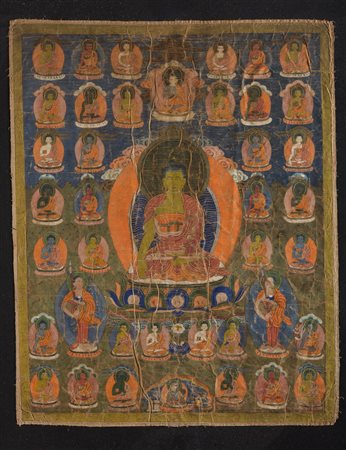 Arte Himalayana Thangka raffigurante Buddha Tibet, XVIII-XIX secolo . -. ....