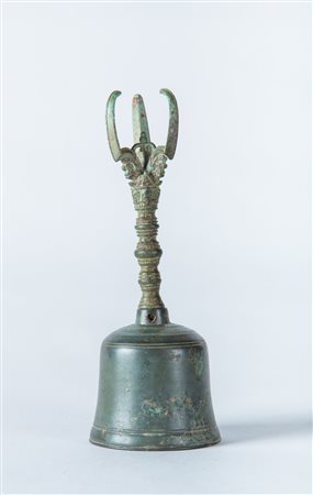 Arte Sud-Est Asiatico Campana ghanta in bronzo Cambogia o Vietnam, XII-XIII...