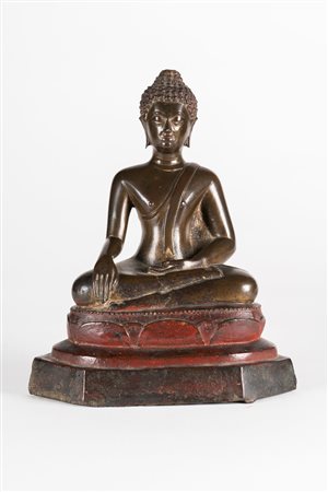 Arte Sud-Est Asiatico Figura in bronzo raffigurante Buddha Sakyamuni...