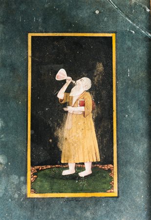 Arte Indiana Dipinto raffigurante un sufi. Iscrizione in persiano India, XX...